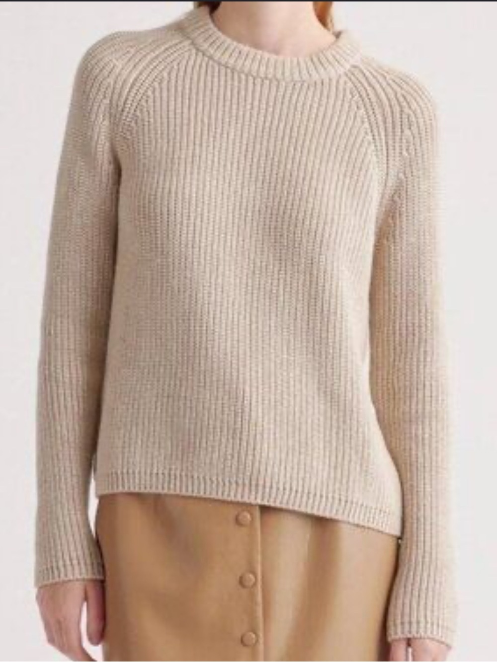 Tahari Crewneck Knit Sweater - Beige
